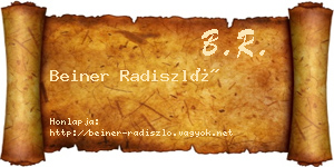 Beiner Radiszló névjegykártya